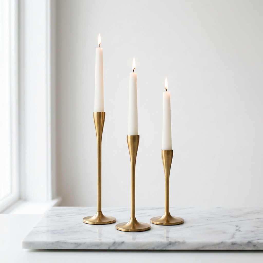 Brass Taper Candle Holders (Set of 3)